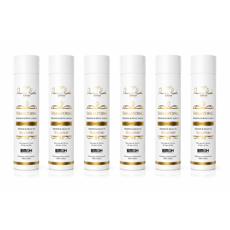 PACK 6 SHAMPOINGS EM2H PREMIUM KERATIN CAVIAR 300 ml