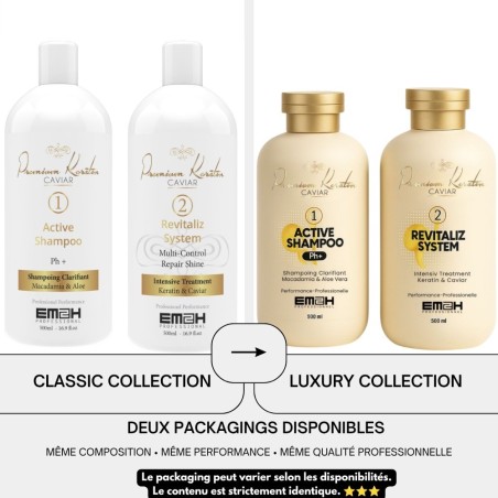 KIT LISSAGE BRÉSILIEN EM2H PREMIUM KERATIN CAVIAR 500 ml