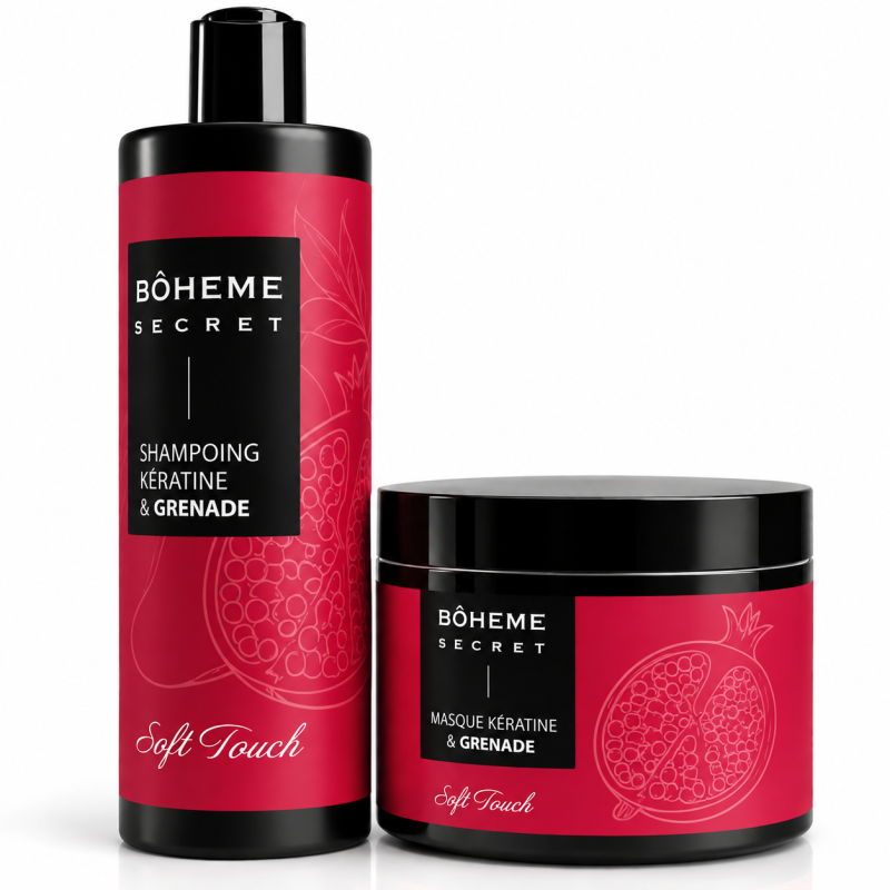 Shampoing & Masque Kératine Grenade 500 ml - Bôheme Secret
