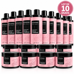 Lot X10 Shampoing & Masque Kératine Framboise - Bôheme Secret 500 ml