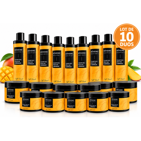Lot X10 Shampoing & Masque Kératine Mangue - Bôheme Secret 500 ml