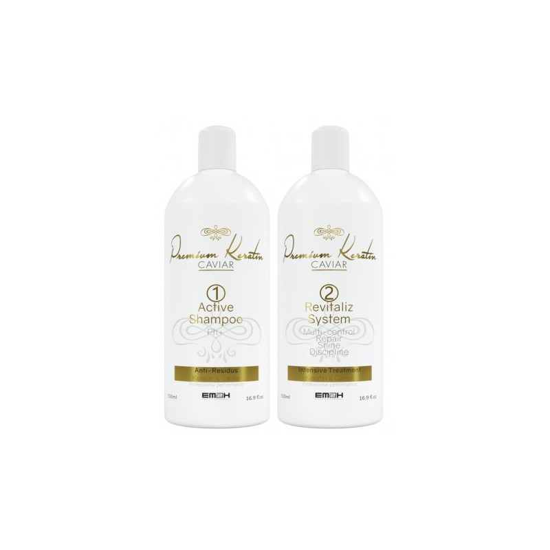 KIT LISSAGE BRÉSILIEN EM2H PREMIUM KERATIN CAVIAR 1000 ml