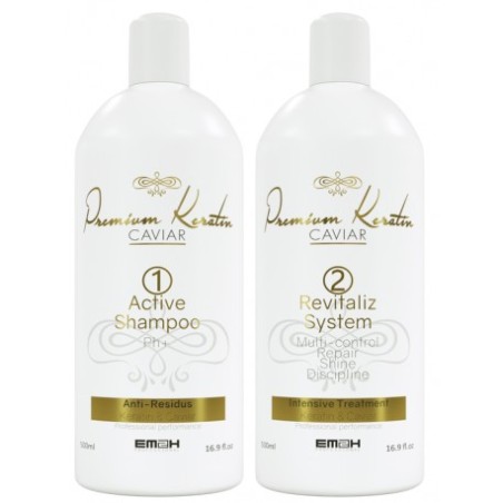 KIT LISSAGE BRÉSILIEN EM2H PREMIUM KERATIN CAVIAR 1000 ml