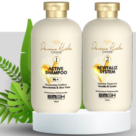 KIT LISSAGE BRÉSILIEN EM2H PREMIUM KERATIN CAVIAR 500 ml