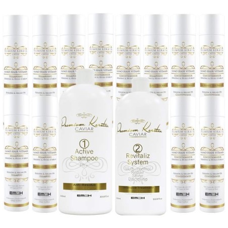 Kit Lissage brŽsilien EM2H PREMIUM KERATIN CAVIAR 1L 6 shampoings 6 conditionneurs