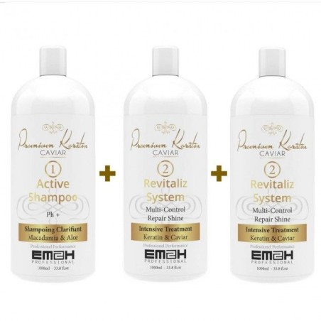 2 LITRES PREMIUM KERATIN CAVIAR 1 SHAMPOING CLARIFIANT 1000 ML