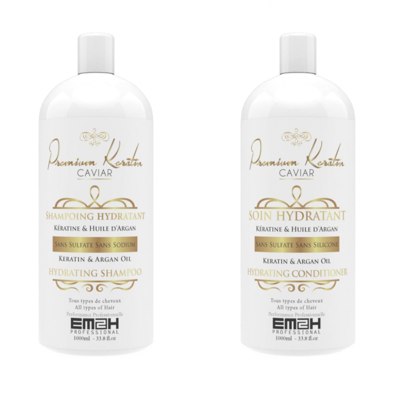 DUO SHAMPOING CONDITIONNEUR POST LISSAGE PREMIUM KERATIN CAVIAR 1000 ml