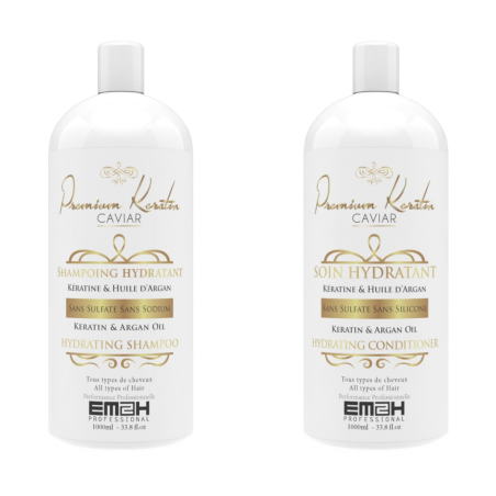 DUO SHAMPOING CONDITIONNEUR POST LISSAGE PREMIUM KERATIN CAVIAR 1000 ml