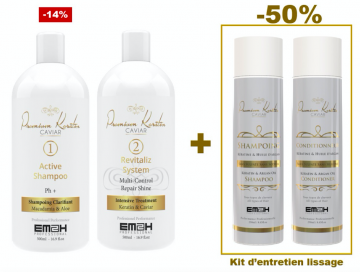 Kit Premium Keratin Caviar 500 ml + duo entretien lissage