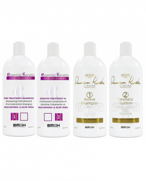 2 KITS LISSAGE BRESILIEN 500 ML ESSENTIAL KERATIN ET PREMIUM KERATIN CAVIAR